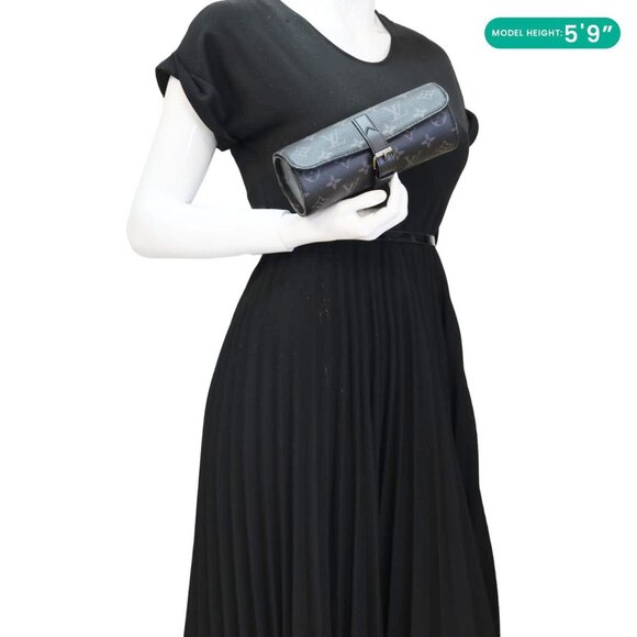 Louis Vuitton  3 Watch Case Monogram Eclipse Pouch Black - Picture 2 of 12